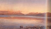 Johann Gottfried Steffan Evening Twilight at the Lake of Zurich (nn02) Germany oil painting reproduction